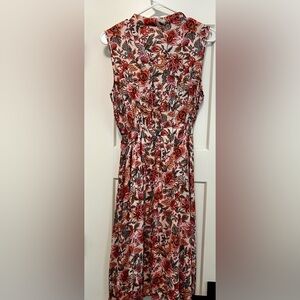 Indigo rose pink, orange and green  and patterned drawstring dress